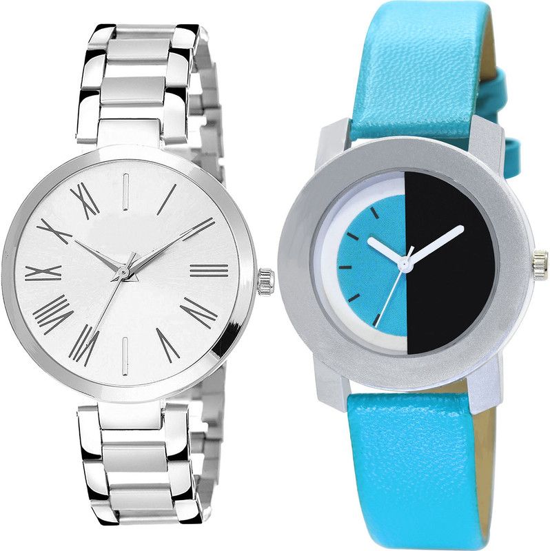 combo watch Analog Watch - For Girls Modern Rich Silver And Blue Color - G300-G274