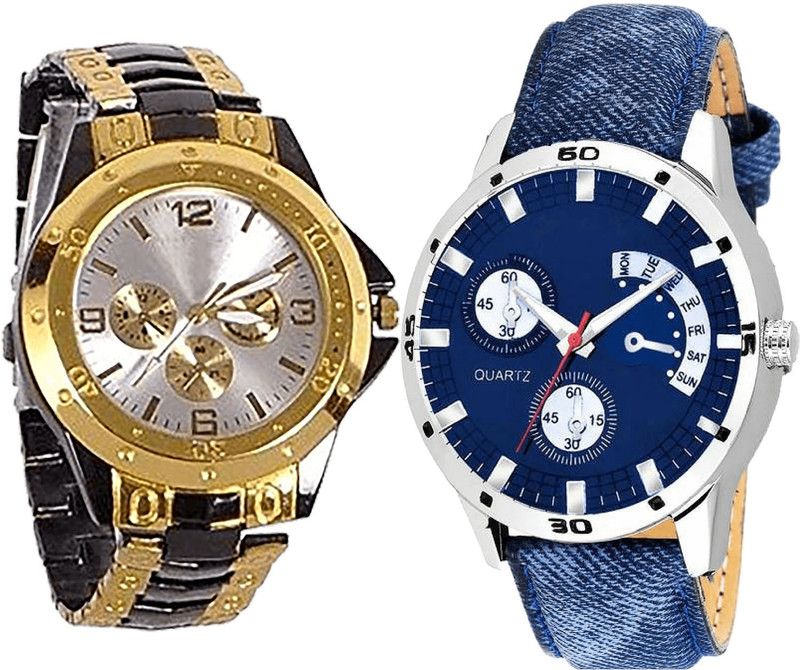 combo watch Analog Watch - For Girls Best Valentine Analogue Black And Blue Color Boys And Men Watch - B73-B57 (Combo Of 2 )