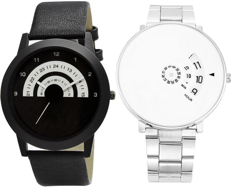 combo watch Analog Watch - For Girls Latest Luxury Analogue Black And Silver Color Boys And Men Watch - B48-B82 (Combo Of 2 )