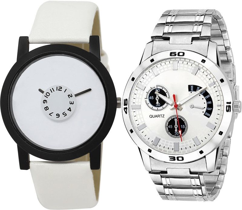 combo watch Analog Watch - For Girls Brand New Model Analogue White And Silver Color Boys And Men Watch - BL46.26-B85 (Combo Of 2 )