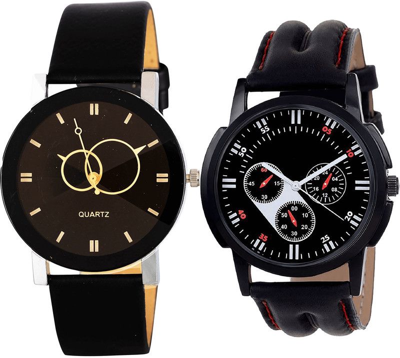 combo watch Analog Watch - For Girls Latest Tread Geometric Design Analogue Black Color Boys And Men Watch - B135-B104 (Combo Of 2 )