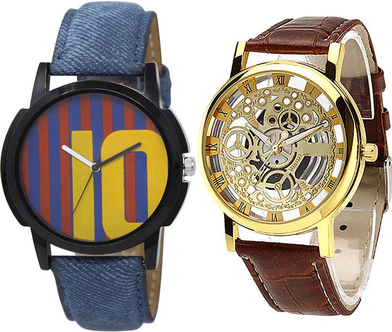 combo watch Analog Watch - For Men Latest 3D Design Messi Football And Open Blue And Brown Color Boys Watch - BL46.10-B45 (Combo Of 2 )