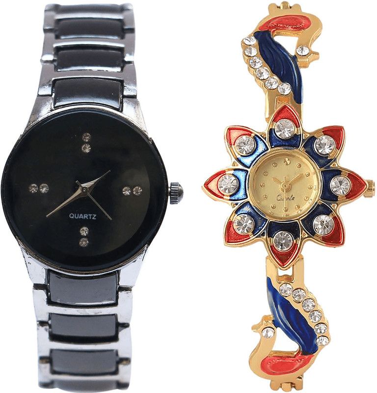 combo watch Analog Watch - For Girls Modern Traditional Analogue Silver And Gold Color Girls And Women Watch - G207-G118 (Combo Of 2 )
