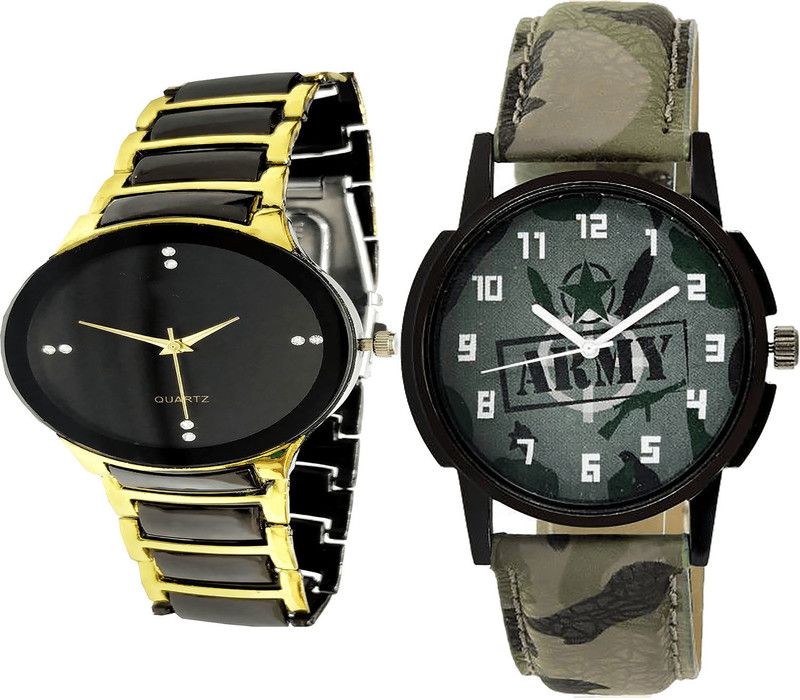 combo watch Analog Watch - For Men Contemporary Unique Army Analogue Black And Green Color Boys And Men Watch - B69-B21 (Combo Of 2 )