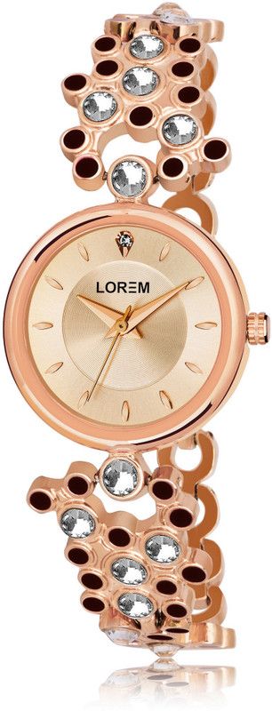 Brass Diamond Studed Analog Watch - For Women Rose Gold Diamonds Brass New OE-LR256