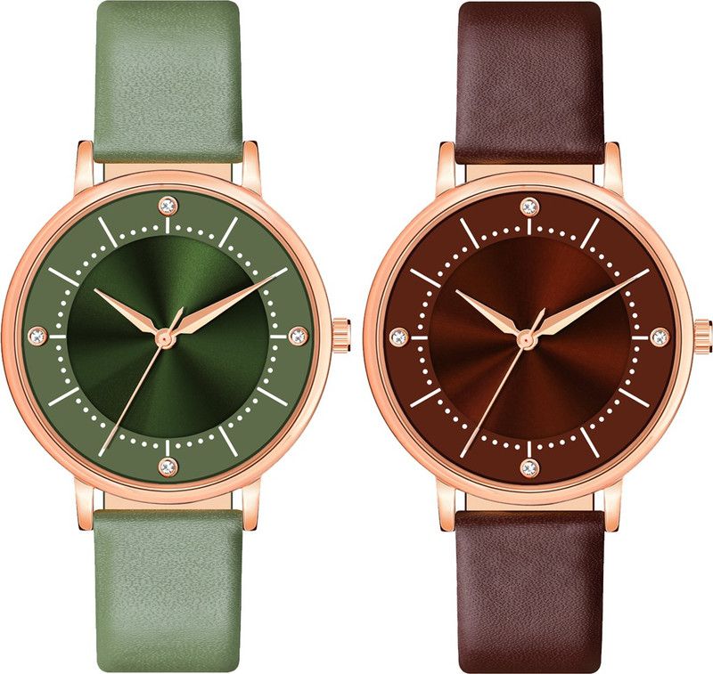 MT513514 Girls Attractive Leather Belt Combo (Pack of 2) Analog Watch - For Girls