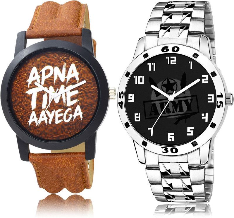 combo watch Analog Watch - For Men Latest Collegian Apna Time Aayega And Chain Watch Combo Watch For Boys And Men - BO40-B992