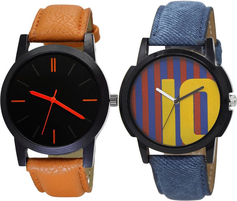 combo watch Analog Watch - For Girls Modern Royal Messi Football Analogue Brown And Blue Color Boys And Men Watch - B112-BL46.10 (Combo Of 2 )