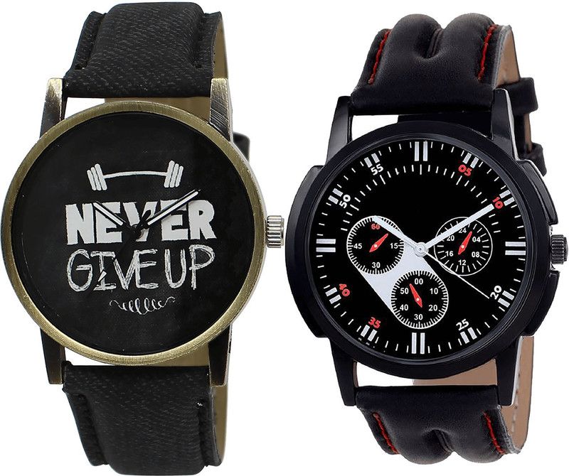 combo watch Analog Watch - For Girls New Tread Never Give Up Analogue Black Color Boys And Men Watch - BL46.27-B104 (Combo Of 2 )