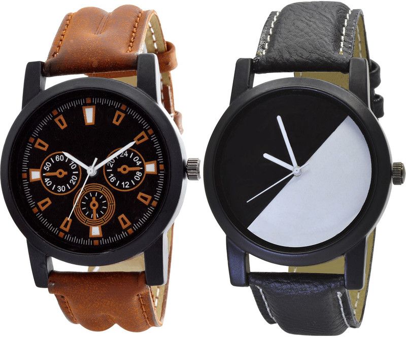 combo watch Analog Watch - For Girls Italian Designer Analogue Brown And Black Color Boys And Men Watch - B30-B32 (Combo Of 2 )