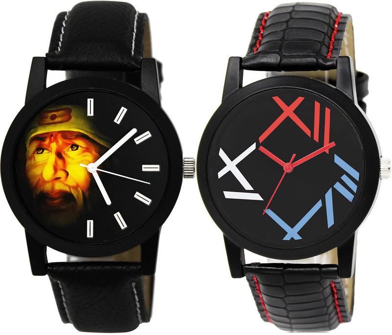 combo watch Analog Watch - For Girls Contemporary Love Sai Baba Analogue Black Color Boys And Men Watch - B123-BL46.12 (Combo Of 2 )