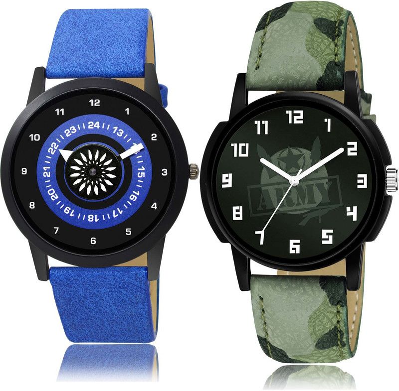 combo watch Analog Watch - For Boys New Collegian Speedometer And Military Army Blue And Green Color Boys And Men Watch - B385-B21 (Combo Of 2 )