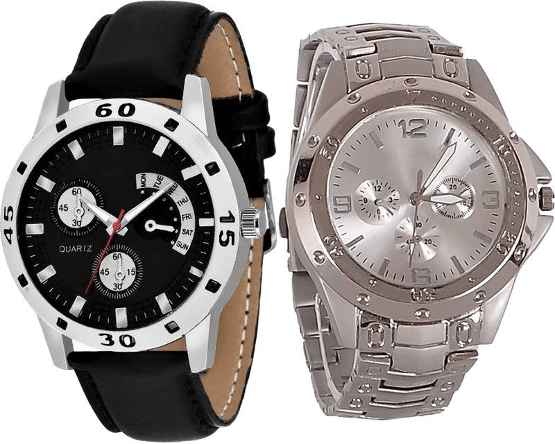 combo watch Analog Watch - For Girls Contemporary Technology Analogue Black And Silver Color Boys And Men Watch - B58-B72 (Combo Of 2 )
