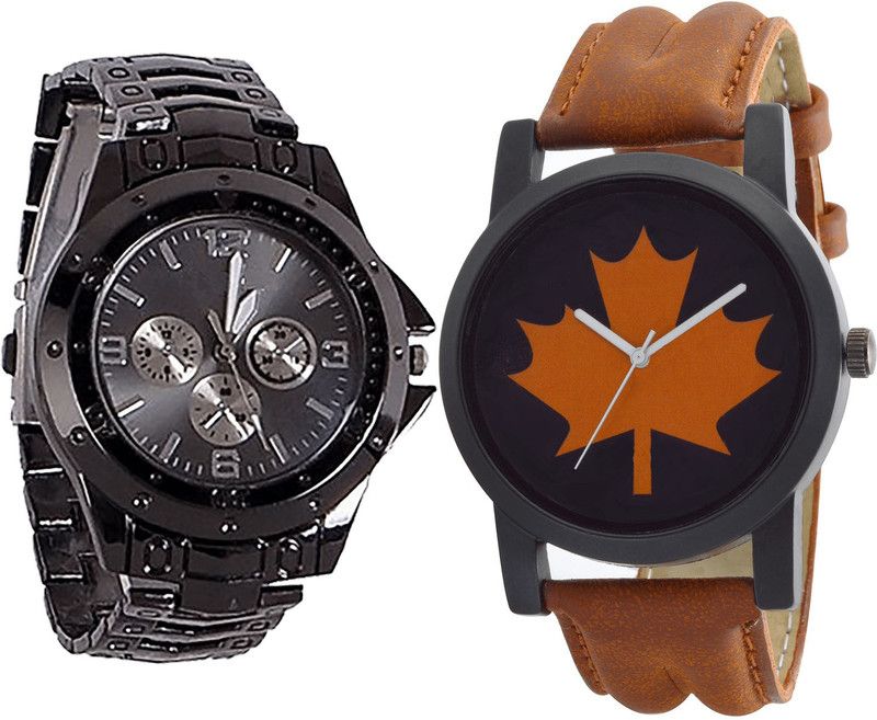 combo watch Analog Watch - For Men & Women Treading Casual Analogue Black And Brown Color Boys And Men Watch - B70-B34 (Combo Of 2 )