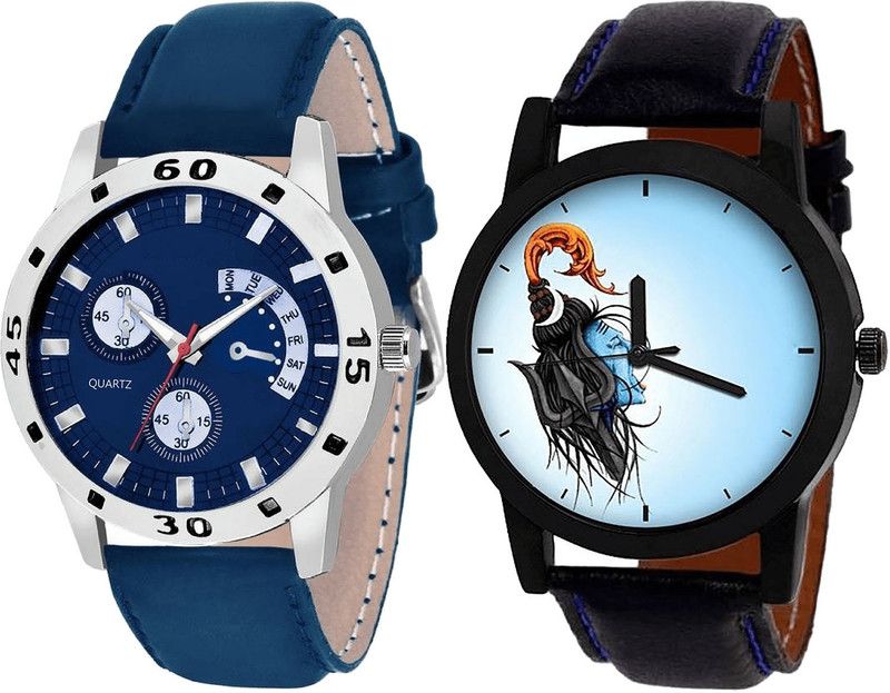 combo watch Analog Watch - For Girls Modern Branded Mahadev Analogue Blue And Black Color Watch - B56-B22