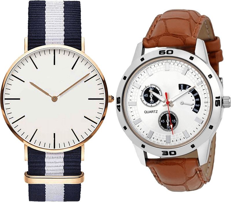 combo watch Analog Watch - For Girls Modern Party Wedding Analogue Blue And Brown Color Boys And Men Watch - B109-B52 (Combo Of 2 )