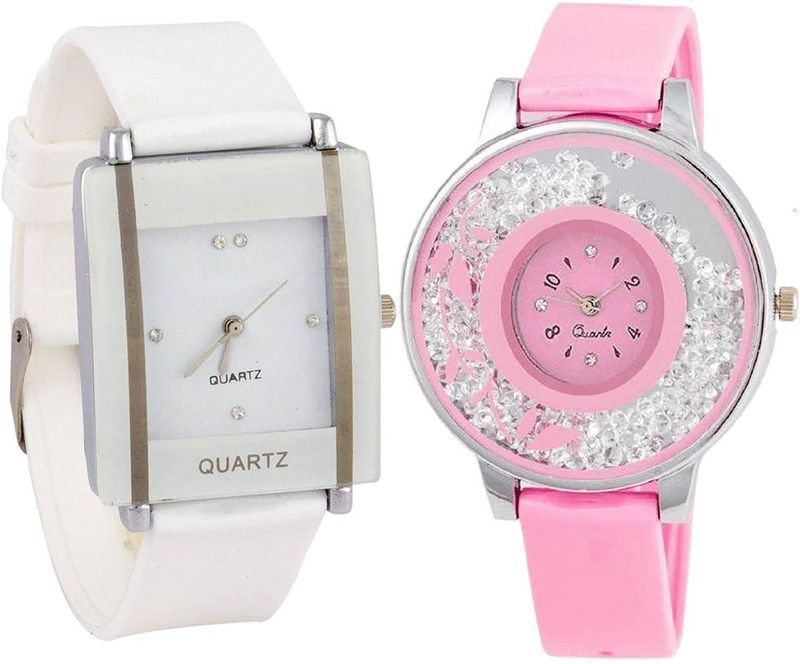 combo watch Analog Watch - For Girls New Present Analogue White And Pink Color Girls And Women Watch - G17-G88 (Combo Of 2 )