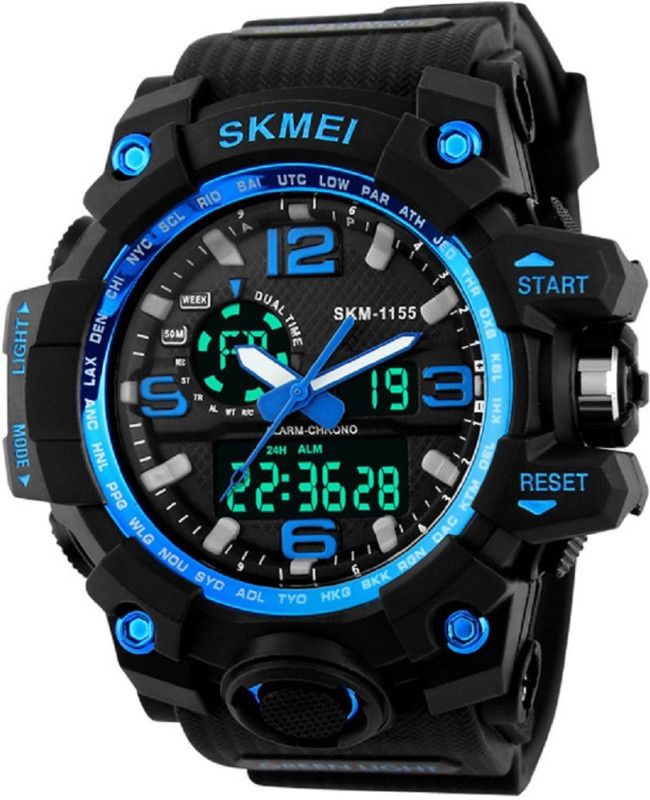 Analog-Digital Watch - For Boys Black Blue Chronograph 1155 Dual Time