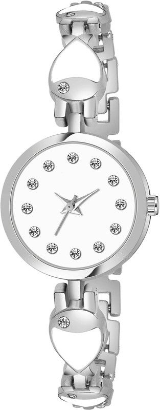 BRACELET STYLISH Analog Watch - For Women NEW BRACELET STYLISH ARRIVAL DESIGNER DIAL WATCH FLOWER DESIGNER WHITE AND SILVER STUDDED COLOR DESIGNER TRACK WATCH FOR FESTIVAL_PARTY_PROFESSIONAL WEAR WATCH FOR GIRLS_LADIES
