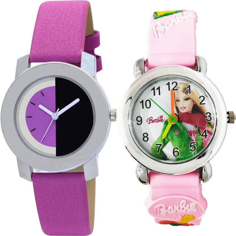 combo watch Analog Watch - For Girls Brand New Exclusive Barbie Doll Analogue Pink Color Girls And Women Watch - G275-G324 (Combo of 2 )
