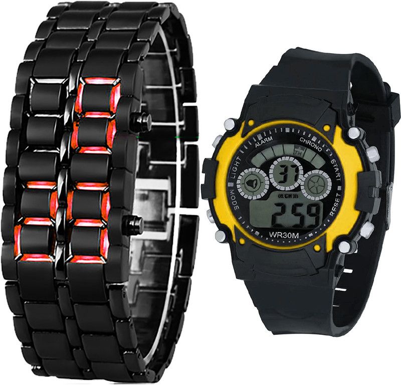 combo watch Analog Watch - For Girls Modern Collection Led Matel And Kids Analogue Black Color Boys And Men Watch - B127-B6 (Combo Of 2 )