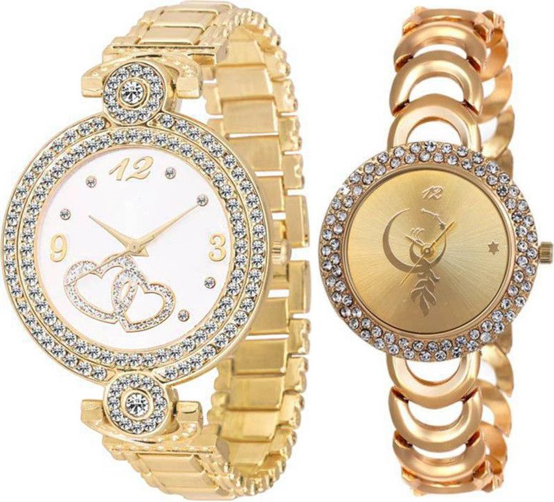 Analog Watch - For Girls Combo pack 2 New Diamond Studded Watch For Girls & Women BB-07055