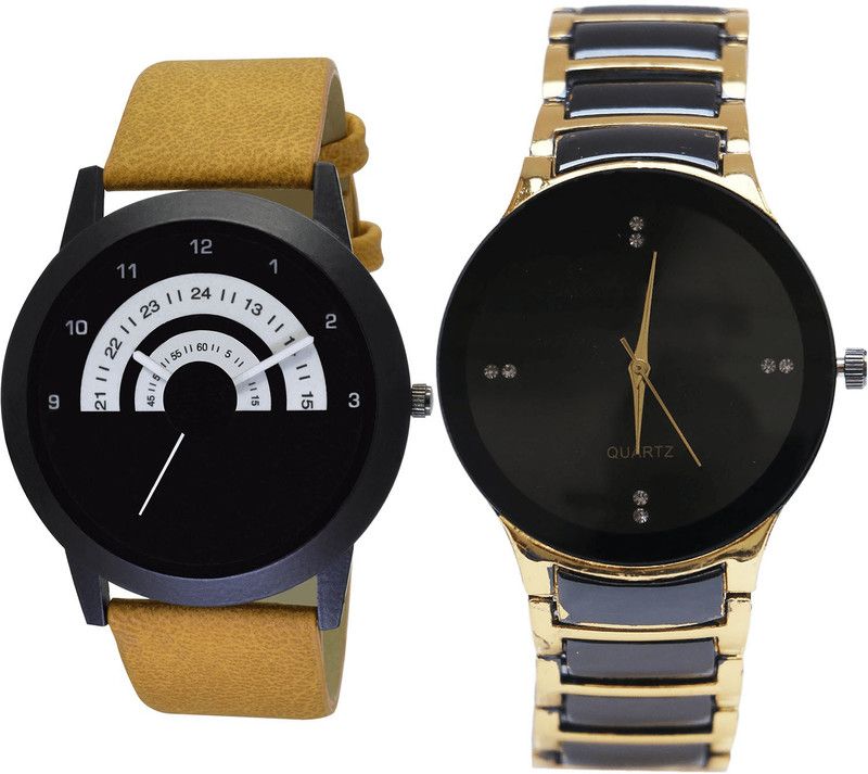 combo watch Analog Watch - For Girls Contemporary Exclusive Analogue Brown And Black Color Boys And Men Watch - B49-B69 (Combo Of 2 )