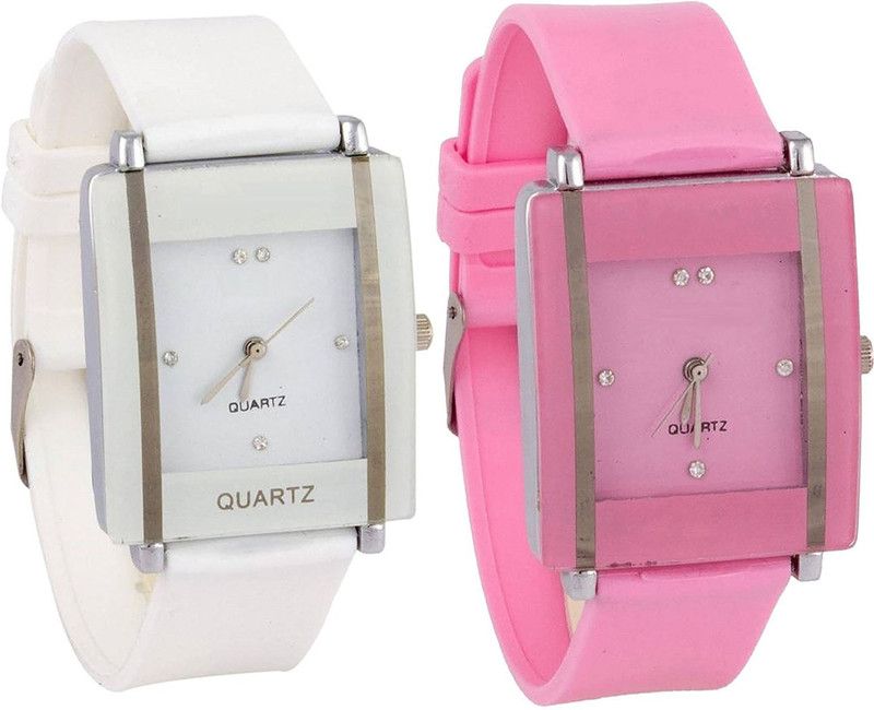 Analog Watch - For Women Classical Quartz White And Pink Color Combo Watch (G17-G14) For Girls And Women