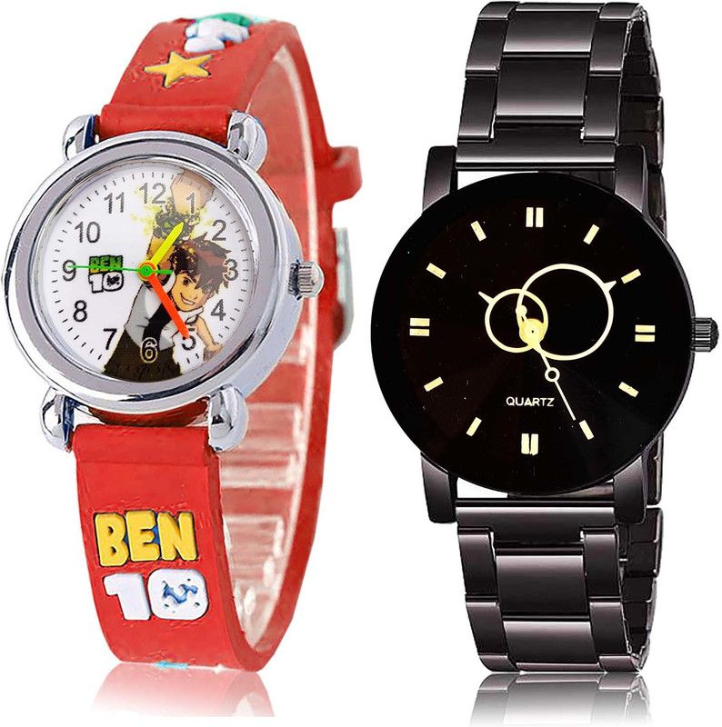combo watch Analog Watch - For Girls New Luxury Ben 10 Kids And Crystal Shape Glass 2 Watch Combo For Girls And Women - GC117-G521