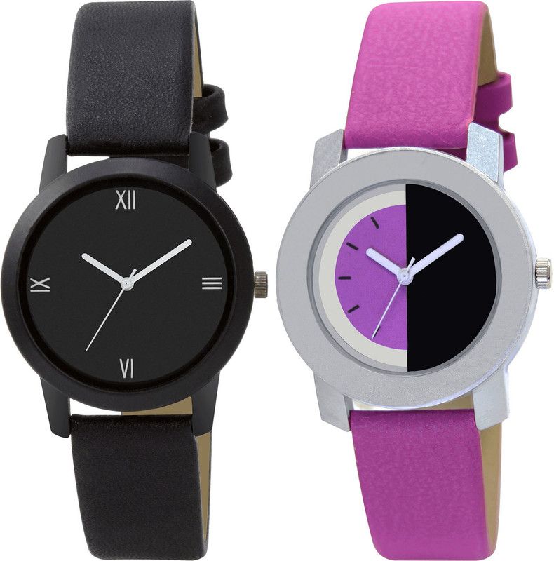 combo watch Analog Watch - For Girls Classical Traditional Analogue Black And Pink Color Girls And Women Watch - G440-G275 (Combo of 2 )