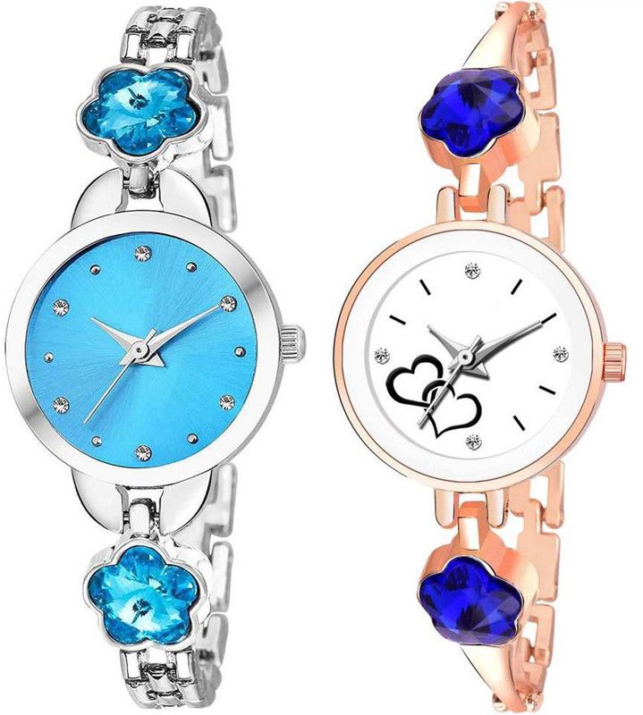 Pack Of 2 Analog Watch - For Women Analogue Latest Stylish Blue White Dial Womens Combo Watch