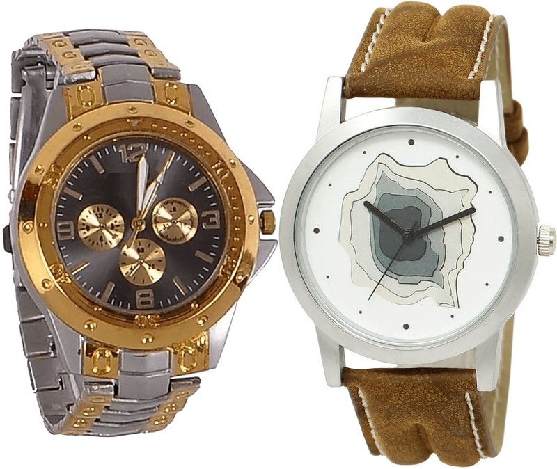 combo watch Analog Watch - For Men Best Technology Analogue Silver And Brown Color Boys And Men Watch - B76-BL46.9 (Combo Of 2 )