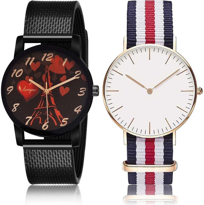 combo watch Analog Watch - For Men New Quartz I Love You And Chronograph 2 Watch Combo For Boys And men - BRM19-BC5