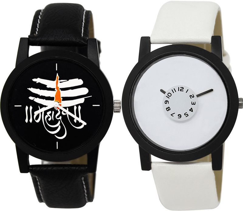 combo watch Analog Watch - For Girls Brand New Collection Mahadev Analogue Black And White Color Boys And Men Watch - B114-BL46.26 (Combo Of 2 )