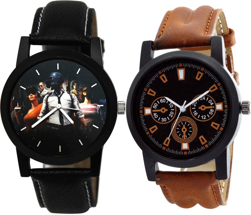 combo watch Analog Watch - For Men Contemporary Chronograph PUBG Military Army Analog Black And Brown Color Boys And Men Watch - B175-B30 (Combo Of 2 )