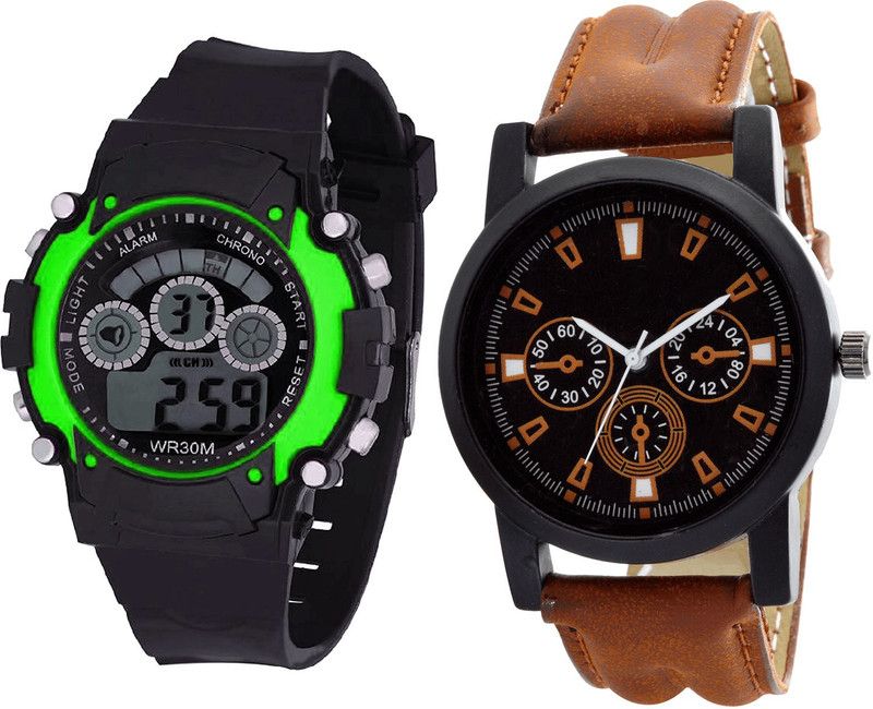 combo watch Analog Watch - For Girls Modern Valentine Kids Analogue Black And Brown Color Boys And Men Watch - B3-B30 (Combo Of 2 )