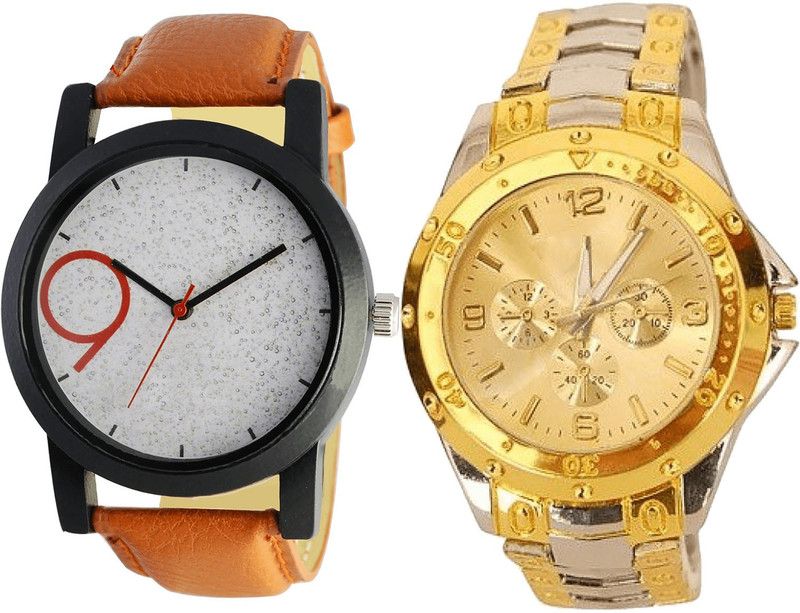 combo watch Analog Watch - For Girls Contemporary Designer Analogue Brown And Silver Color Boys And Men Watch - B33-B75 (Combo Of 2 )