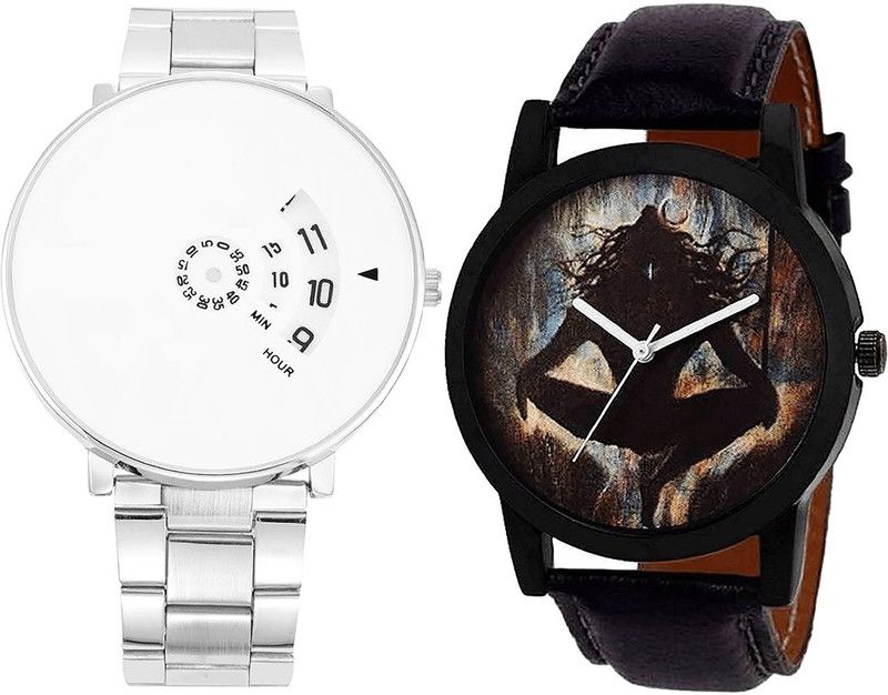 combo watch Analog Watch - For Girls Modish Gift Mahadev Analogue Silver And Black Color Boys And Men Watch - B82-B24 (Combo Of 2 )