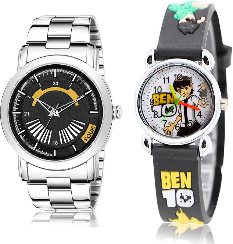 Analog Watch - For Boys Latest Heart 2 Watch Combo For Boys And Men - BM407-BK86