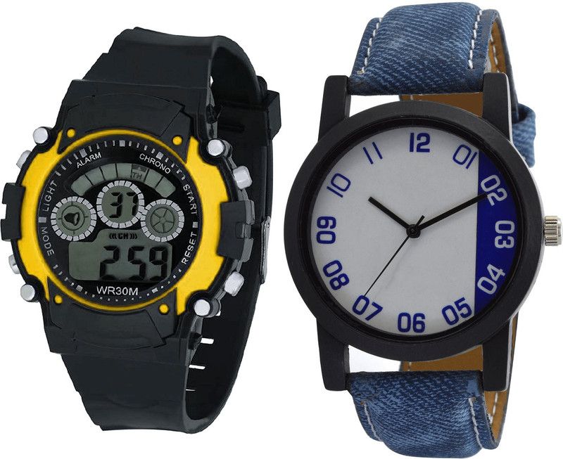 combo watch Analog Watch - For Girls Latest Fashionable Kids Analogue Black And Blue Color Boys And Men Watch - B6-B40 (Combo Of 2 )