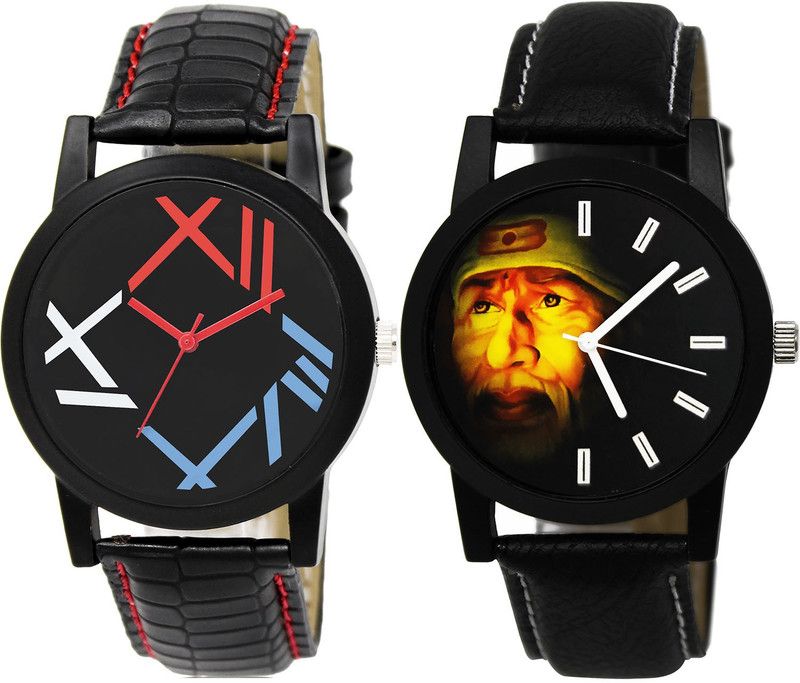 combo watch Analog Watch - For Girls Treading Diwali Sai Baba Analogue Black Color Boys And Men Watch - BL46.12-B123 (Combo Of 2 )