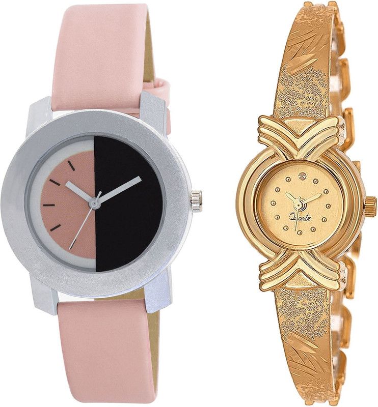 combo watch Analog Watch - For Girls Brand New Model Analogue Pink And Gold Color Girls And Women Watch - G400-G265 (Combo of 2 )