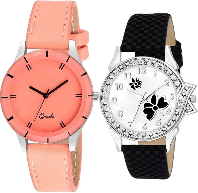 combo watch Analog Watch - For Girls Latest Love Flower Analogue Red And Black Color Girls And Women Watch - G270-G126 (Combo of 2 )