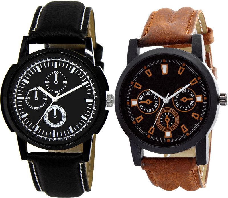 combo watch Analog Watch - For Girls Contemporary Love Analogue Black And Brown Color Boys And Men Watch - BL46.13-B30 (Combo Of 2 )
