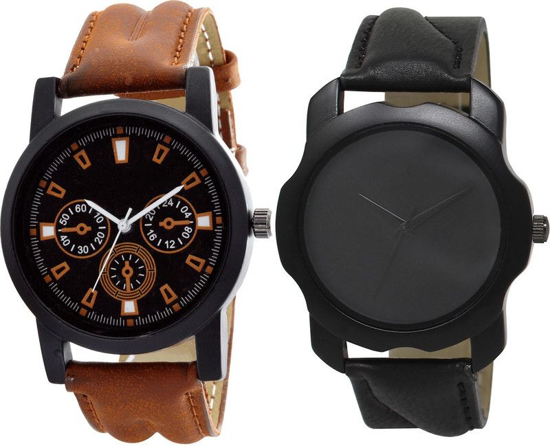 combo watch Analog Watch - For Girls Latest Traditional Analogue Brown And Black Color Boys And Men Watch - B30-BL46.22 (Combo Of 2 )