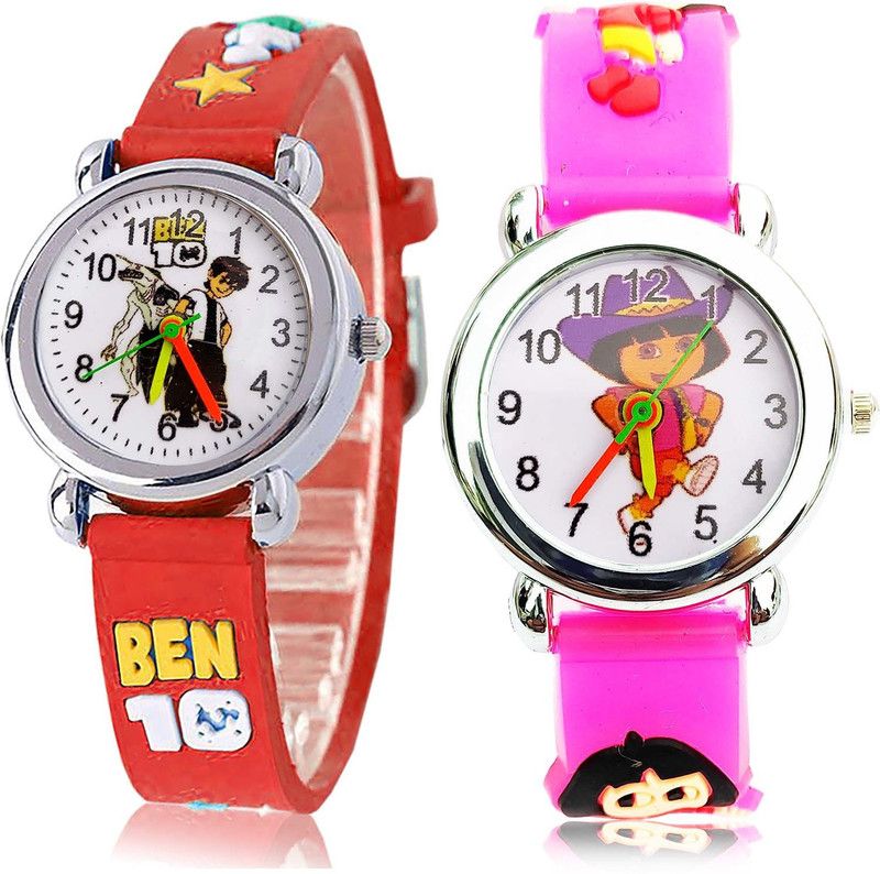 combo watch Analog Watch - For Girls Treading Stylish Ben 10 Kids And Dora The Explorer Kids 2 Watch Combo For Girls And Women - GC120-GC191