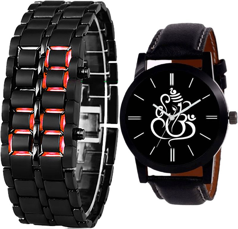 combo watch Analog Watch - For Girls Brand New Branded Led Matel And Ganpati Analogue Black Color Boys And Men Watch - B127-B27 (Combo Of 2 )