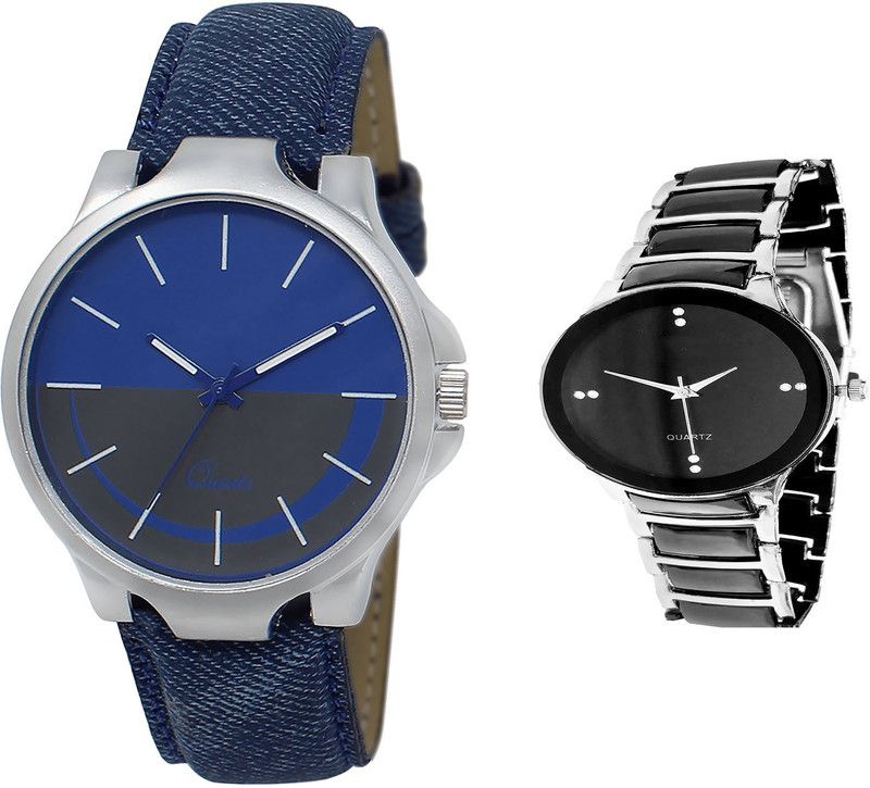 combo watch Analog Watch - For Girls Modern High Quality Analogue Blue And Black Color Boys And Men Watch - BL46.24-B68 (Combo Of 2 )