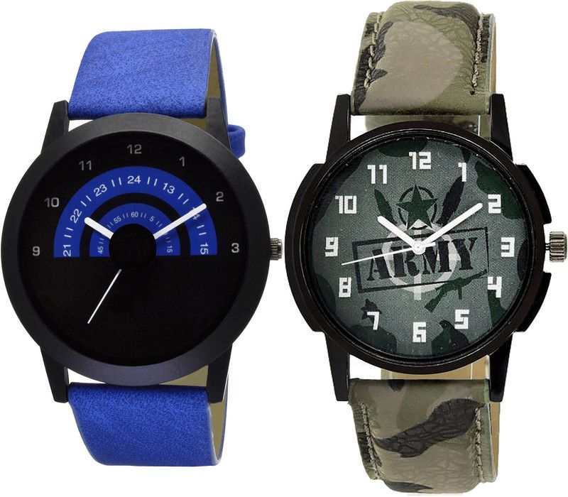 combo watch Analog Watch - For Girls Modern Unique Army Analogue Blue And Green Color Boys And Men Watch - B47-B21 (Combo Of 2 )