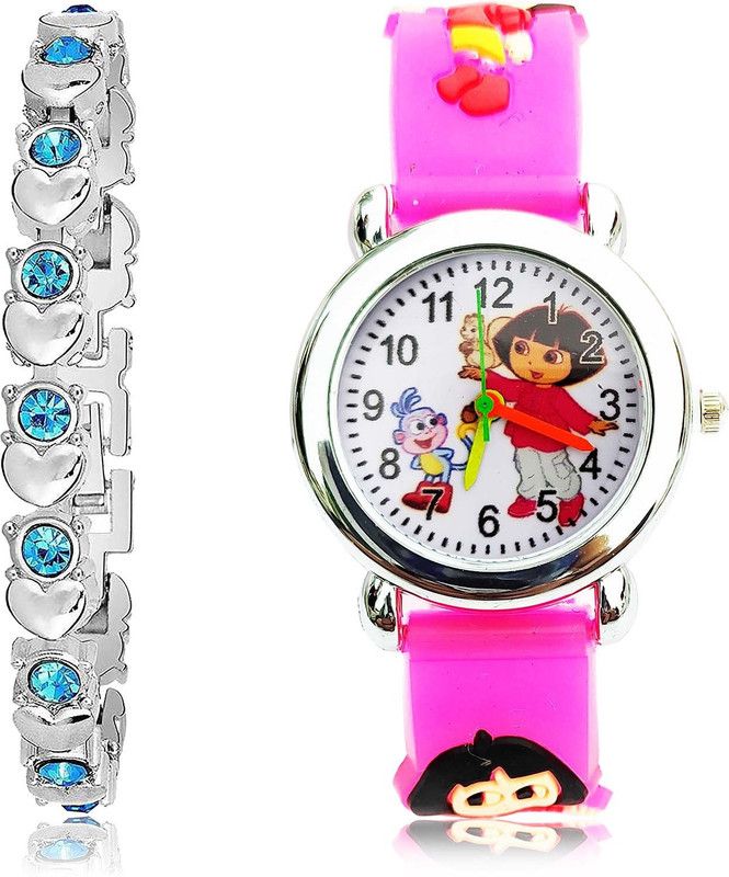 Analog Watch - For Girls Contemporary Designer Bracelet And Dora The Explorer Kids 2 Watch Combo For Girls And Women - GX3-GC192